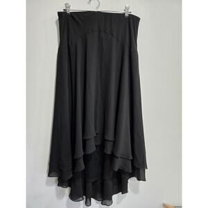 Alex Evenings Black High Low Layered Chiffon Skirt Women’s XL Formal Made in USA